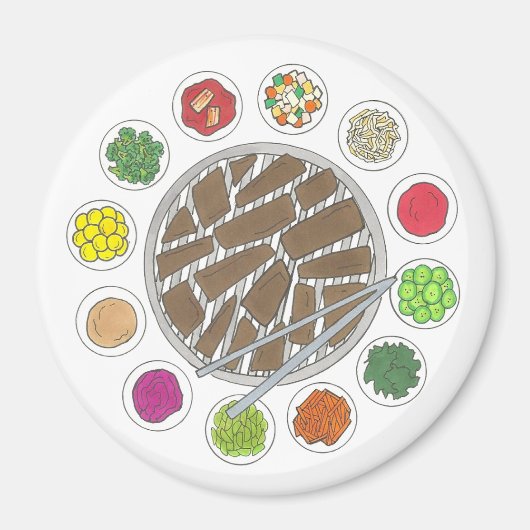 Korean BBQ Barbecue Roast Bulgogi Banchan Food マグネット (正面)