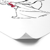 Korean Dance Hanbok Woman Ink Line Poster ポスター (角)