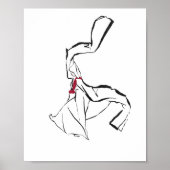 Korean Dance Hanbok Woman Ink Line Poster ポスター (正面)