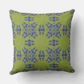 Korean Floral Harmony Pattern – Blue on Olive Gree クッション (裏面)