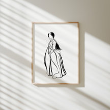 Korean Hanbok Woman with Norigae Ink Poster