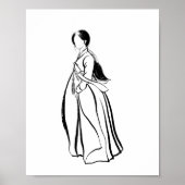 Korean Hanbok Woman with Norigae Ink Poster ポスター (正面)