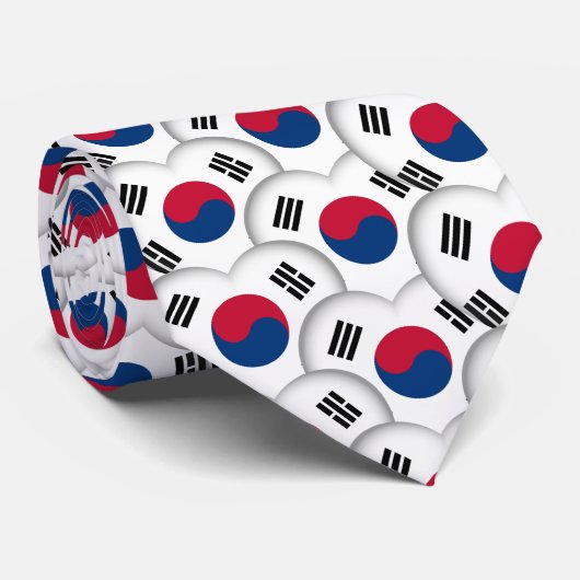 Korean Hearts & Korean Flag /South Korea ネクタイ (ロール)