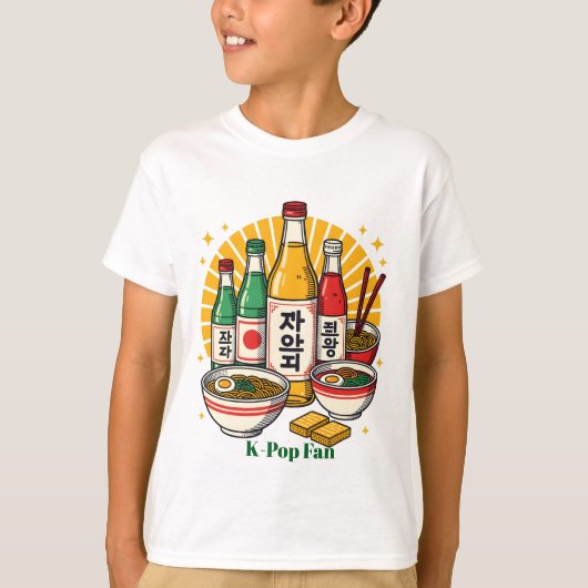Korean Pop Culture Chest Print Tシャツ (正面)