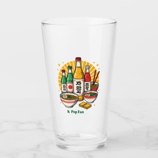 Korean Pop Culture Chest Print T-Shirt Glass タンブラーグラス (正面)