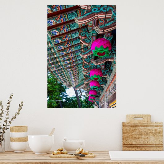 Korean Temple Roof Detail ポスター (キッチン)