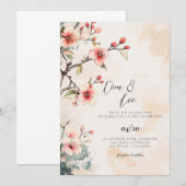 Korean Traditional Cherry Blossom Wedding 招待状 (正面/裏面)