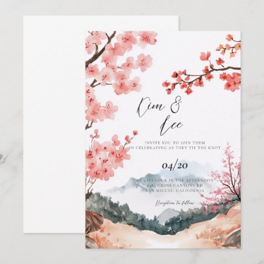 Korean Traditional Style Wedding 招待状 (正面/裏面)