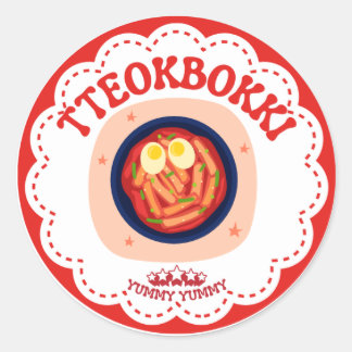 Korean Tteokbokki Sticker | Cute K-Food Round Labe ラウンドシール