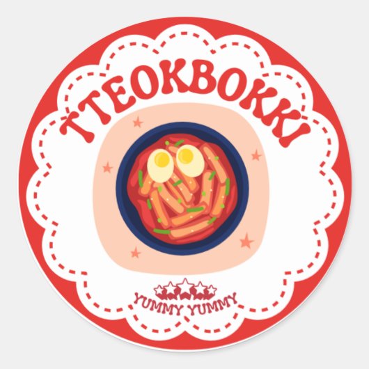 Korean Tteokbokki Sticker | Cute K-Food Round Labe ラウンドシール (正面)