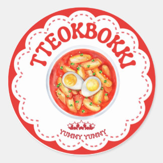 Korean Tteokbokki Sticker | Cute K-Food Round Labe ラウンドシール