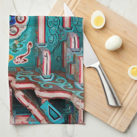 Koreanische traditionelle Malerei キッチンタオル (四つ折り)