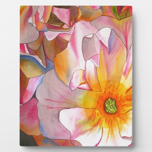 Kornelia Pastellrosa Rosen Aquarellkunst フォトプラーク (正面)