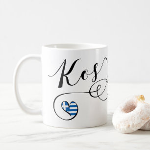 Kosハートの旗，ギリシャ，私はKosを愛し， Cos コーヒーマグカップ