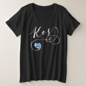 Kosハートの旗，ギリシャ，私はKosを愛し， Cos プラスサイズTシャツ (デザイン正面)
