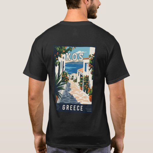 Kos Greece Travel Poster Tシャツ (裏面)