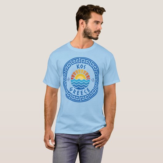 KOS Island, Greece - Light Blue Men's Tシャツ (正面フル)