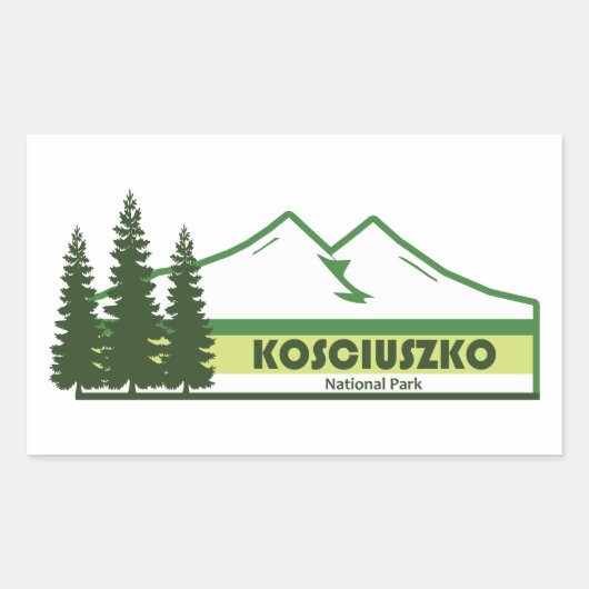 Kosciuszko National Park Green Stripes 長方形シール (正面)