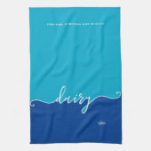 Kosherキッチンスクリプト乳製品とヘブライ語ブルー キッチンタオル (縦)