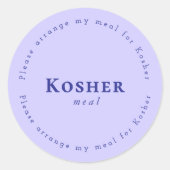 Kosher meal Request Sticker, Light purple, Navy ラウンドシール (正面)