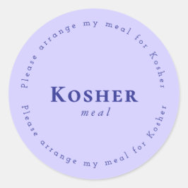 Kosher meal Request Sticker, Light purple, Navy ラウンドシール