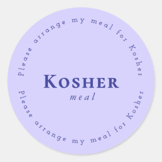Kosher meal Request Sticker, Light purple, Navy ラウンドシール