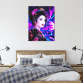 Kosmische Geisha im Neon‑Traumland キャンバスプリント (インサイチュ (寝室))