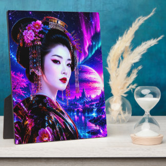 Kosmische Geisha im Neon‑Traumland フォトプラーク