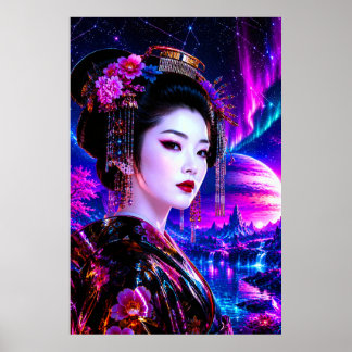 Kosmische Geisha im Neon‑Traumland ポスター