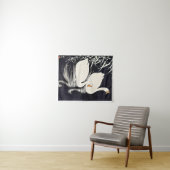 Koson - White 中国の Geese Swimming by Reeds タペストリー (インサイチュ(横))