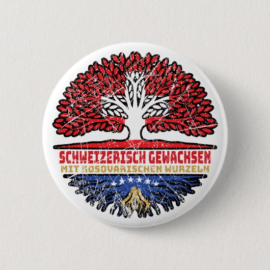 Kosovo Kosovarisch Schweizer Schweiz Baum Wurzel 缶バッジ (正面)