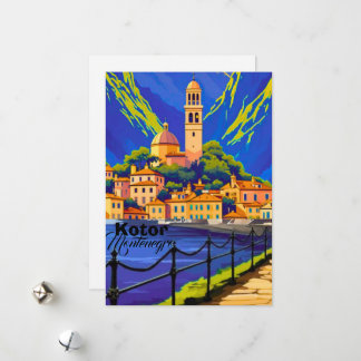 Kotor Montenegro Travel Art Postcard, Kotor Travel シーズンカード