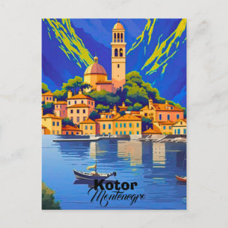 Kotor Montenegro Travel Art Postcard, Kotor Travel ポストカード