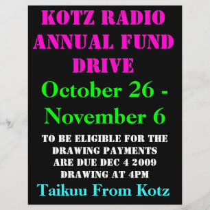 KOTZラジオ年間基金ドライブ, 2009, 10月26日… チラシ