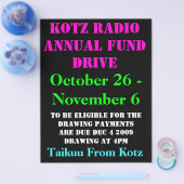 KOTZラジオ年間基金ドライブ， 2009, 10月26日… チラシ (シングル)