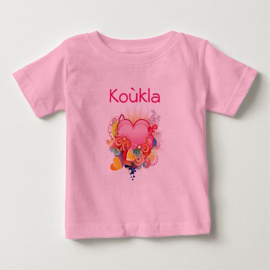 Kouklaのレトロハートデザイン ベビーTシャツ (正面)