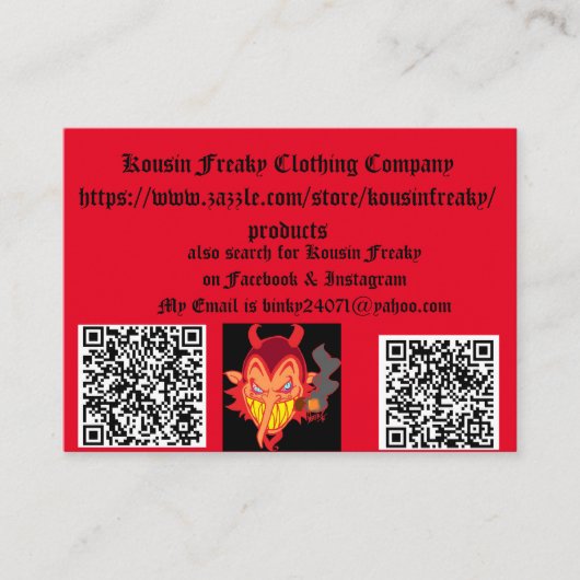 Kousin Freakyビジネス・カード 名刺 (正面)
