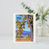 Kowhai in Blossom New Zealand Vintage Poster ポストカード (スタンド正面)