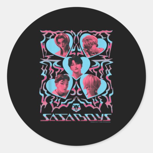 Kp Demon Hunters Halloween Saja Boys Heart Shapes ラウンドシール (正面)