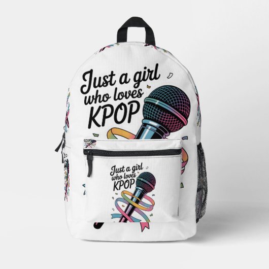 Kpopが大好きな女の子 プリントバックパック (正面)