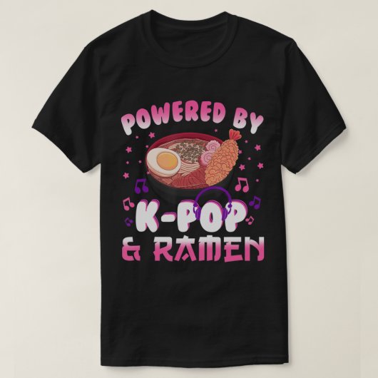 Kpopとラーメンで動くKpopかわいいアニメギフトG Tシャツ (デザイン正面)