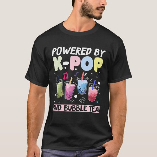 KpopとBubble Teaを搭載 – 韓国語 – かわいいボブ Tシャツ (正面)