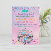 KPOPの誕生日バップ、カラフルなボーイバンド 招待状 (スタンド正面)