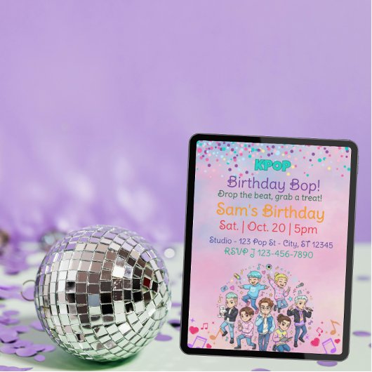 KPOPの誕生日バップ、カラフルなボーイバンド 招待状
