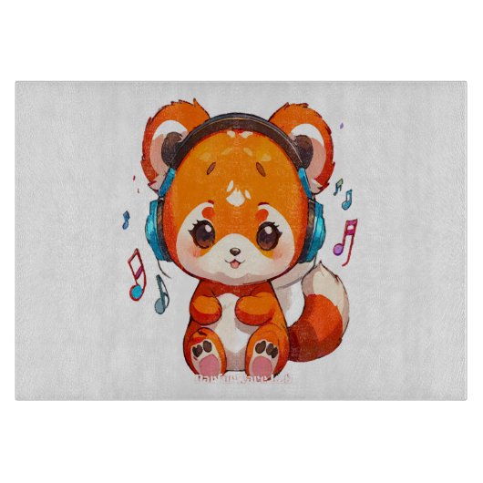 Kpopの音楽を聴くパンダ カッティングボード (正面)