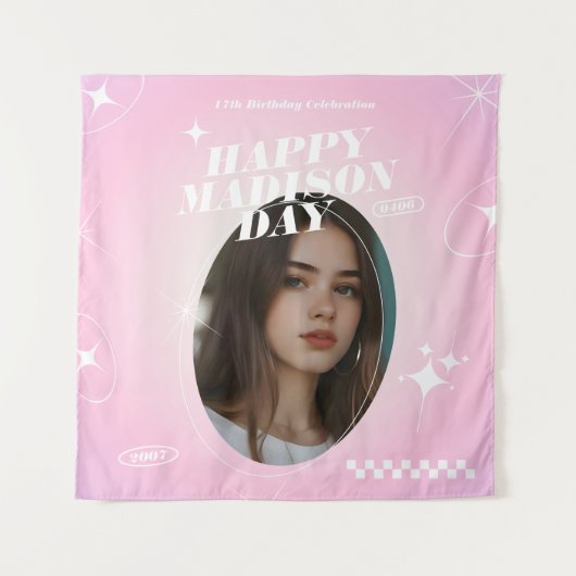 Kpopアイドル誕生日ファンカフェスタイルタペストリー タペストリー (正面)