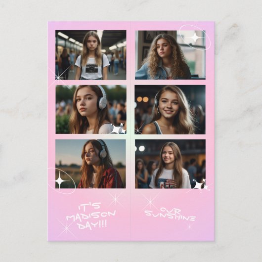 Kpopアイドル誕生日ファンカフェスタイルフォトストリップカード 案内ポストカード (正面)