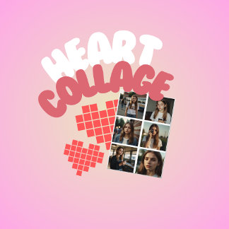 Kpopアイドル誕生日ファンカフェピクセルハートコラージュ フォトプリント