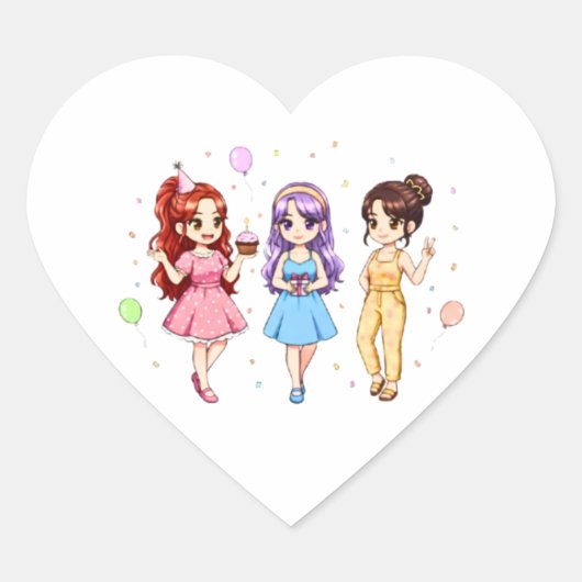 KPOPガールバンドの誕生日 ハートシール (正面)