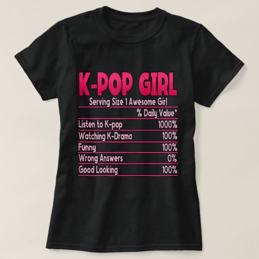 Kpopガール韓国音楽ポップ・アートのKpop Tシャツ (デザイン正面)